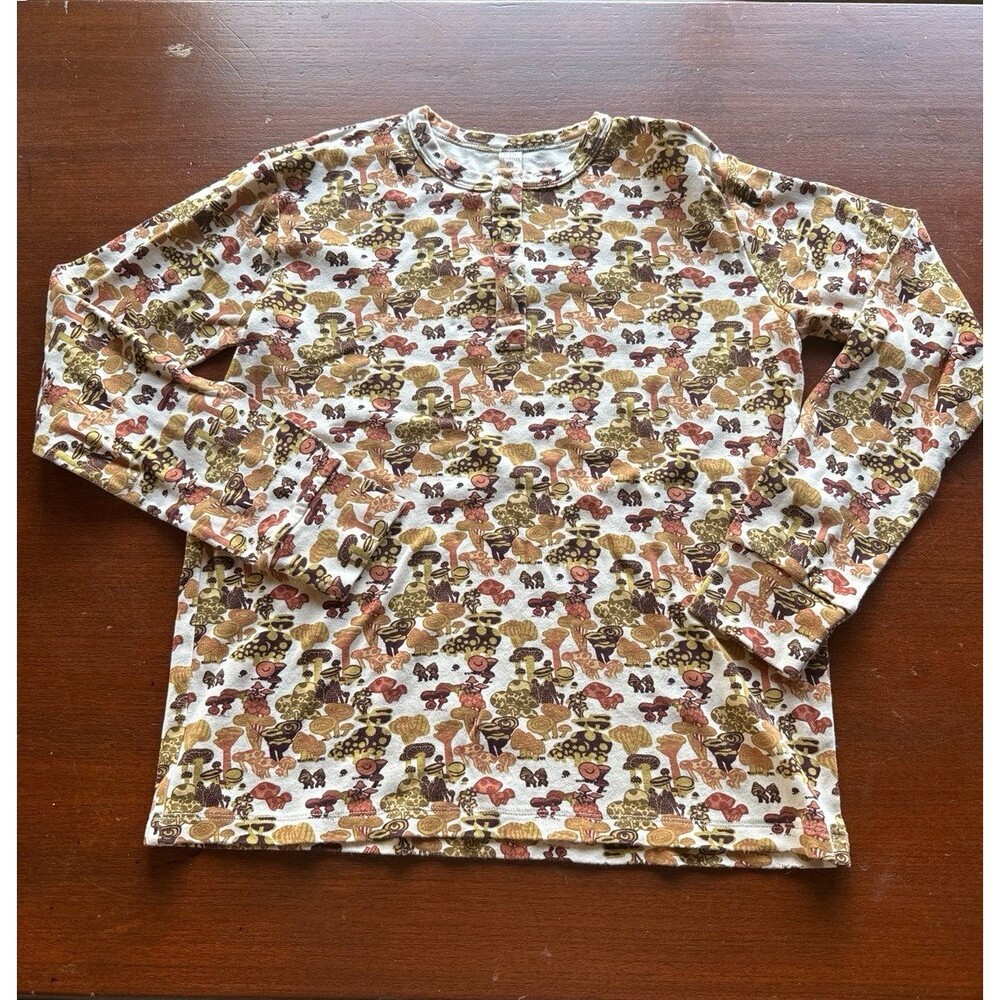 KATE QUINN organic Mushrooms women’s long sleeve henley top